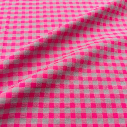 Kt KILOtela Seersucker-Stoff, BCI-Baumwolle, recyceltes Polyester GRS, Hemd, Modebekleidung, Vichy-Karo, Neonrosa, 100 x 145 cm Kt KILOtela Seersucker-Stoff, BCI-Baumwolle, recyceltes Polyester GRS, Hemd, Modebekleidung, Vichy-Karo, Neonrosa, 100 x 145 cm von Kt KILOtela