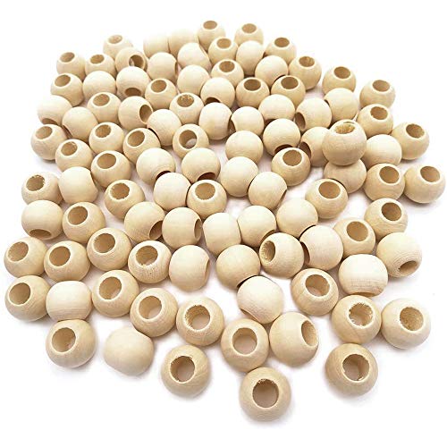 100 Stück 20 mm Natürliche Runde Holzperlen Unlackiert zum Bemalen Handgefertigte Holzkugeln mit 10 mm Loch für DIY Schmuck Herstellung (Natur Holzfarbe) von KtbeYTi