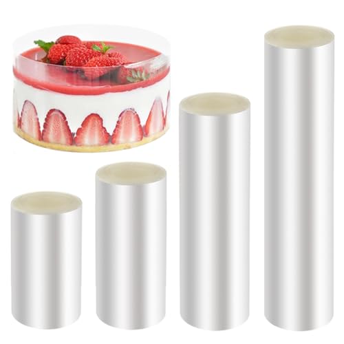 KtbeYTi 4 Rolle Tortenfolie Transparent, 8cm/10cm/15cm/20cm Hoch * 10m Tortenrandfolie Wiederverwendbar,Acetat Folie Kuchen für Tortendeko Dessert von KtbeYTi