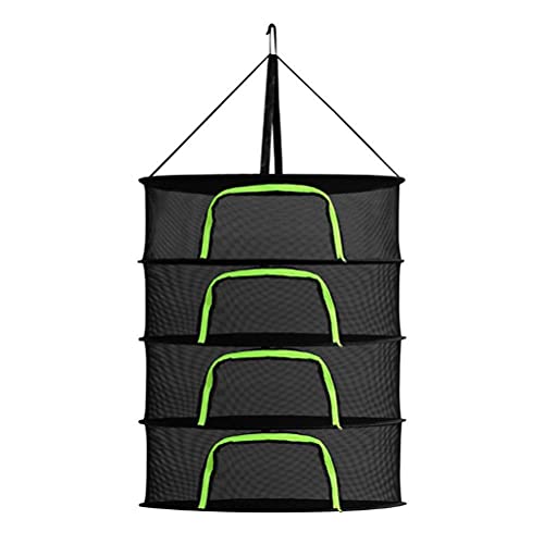 Kuashidai Trockennetz Kräuter, 4 Ebenen, Kräutertrockner, hängendes Hydrokultur-Trockengestell, faltbares Netz-Trockengestell mit Haken, Reißverschluss-Design Kräuter von Kuashidai