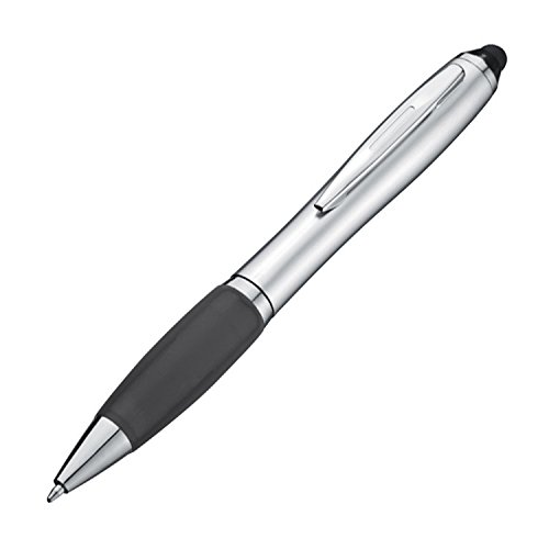 5x Touchpen Kugelschreiber / Farbe: silber-schwarz von Kugelschreiber