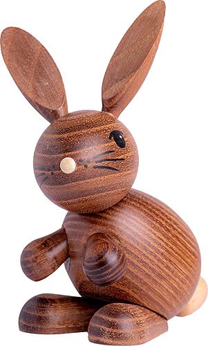 Kuhnert Drechslerei Osterdekoration/Osterhase „Henry“ stehend, Blick nach Links gerichtet, aus dunklem Holz, für EIN Bezauberndes Osterfest oder eine dauerhafte Dekoration, Holzkunst Made in Germany von Kuhnert