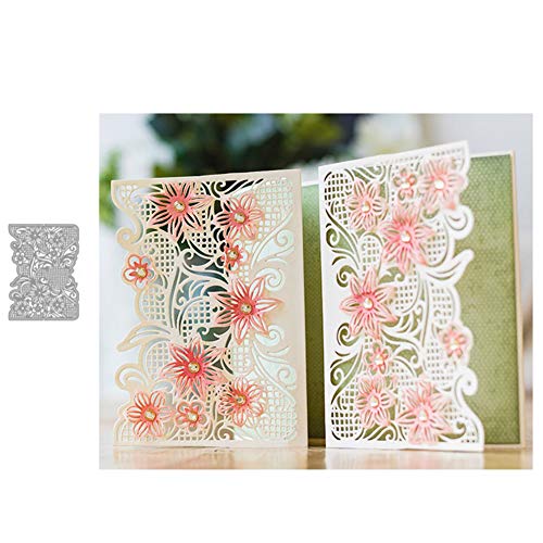 Kuizhiren1 Stanzschablonen zum Selbermachen, Blumenrahmen, Metall-Stanzformen, DIY-Scrapbook Grußkarten, Album, Schablone – Silber von Kuizhiren1