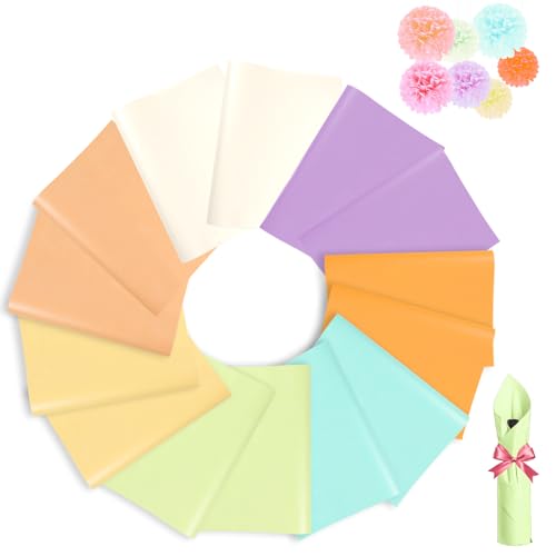 Seidenpapier Set, 70 Blatt 50x35cm Metallic Seidenpapier für Geschenktüten und Verpackungen, Geschenkpapier Tissue Paper Transparentpapier Bunt für Verpackung DIY Basteln Geschenke von Kulamo