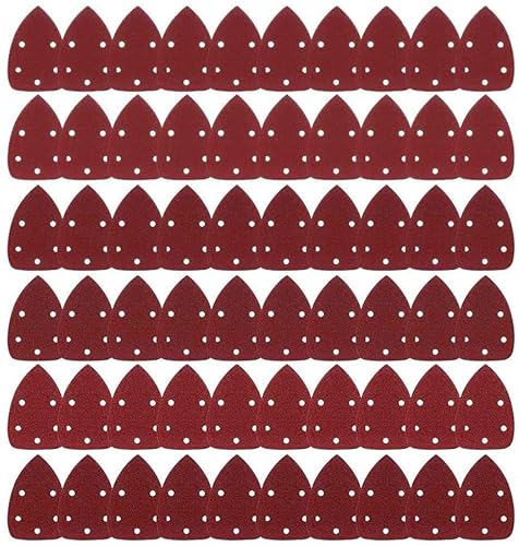 Deltaschleifer Schleifpapier,60Pcs Sander Schleifpapier,Schleifdreiecke,Schleifblätter Klett 6 Löcher je 40, 60, 80, 100, 120, 150, 180, 240, 320, 400 Körnung für Dreieckschleifer Schleifer von Kulannder