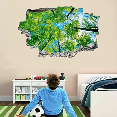 Bäume 3D Durchbruch Wandsticker, Landschaft Selbstklebend Wandtattoo Wanddeko Aufkleber, Wald Wanddurchbruch sticker für Raumdekoration Wohnzimmer Kinderzimmer Junge Mädchen Teenager Zimmer von Kuletkear