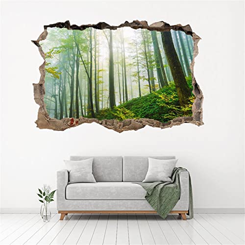 Baum Wandtattoo Aufkleber Wandbild Wald Mauerloch 3D Durchbruch Effekt Wandsticker Selbstklebend Wandaufkleber Abnehmbare Wanddeko fürs Wohnung Wohnzimmer Schlafzimmer Bad Kinderzimmer Tapeten Deko von Kuletkear