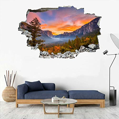 Berge Wandsticker 3D Durchbruch Himmel Wandtattoo kinderzimmer Deko B 60 x H 40 cm Wand Aufkleber Wanddurchbruch Wandsticker Wandbild für Junge Mädchen Teenager Zimmer Wohnzimmer Schlafzimmer von Kuletkear