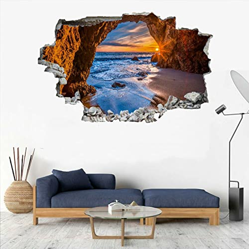 Höhle Wandsticker 3D Durchbruch Felsen Wandtattoo kinderzimmer Deko B 75 x H 50 cm Wand Aufkleber Wanddurchbruch Wandsticker Wandbild für Junge Mädchen Teenager Zimmer Wohnzimmer Schlafzimmer von Kuletkear