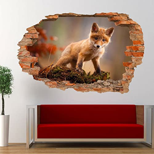 Kuletkear 3D Wandtattoo Wandsticker Fuchs B 120 x H 80 cm selbstklebend für Kinderzimmer Mädchen Wanddeko Spielzimmer Kleinkind Wandaufkleber Schlafzimmer Wandbild von Kuletkear