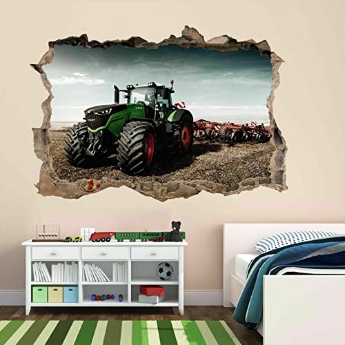 Kuletkear 3D Wandtattoo Wandsticker Traktor selbstklebend für Kinderzimmer Mädchen Wanddeko Spielzimmer Kleinkind Wandaufkleber Schlafzimmer Wandbild B 83 x H 55 cm von Kuletkear