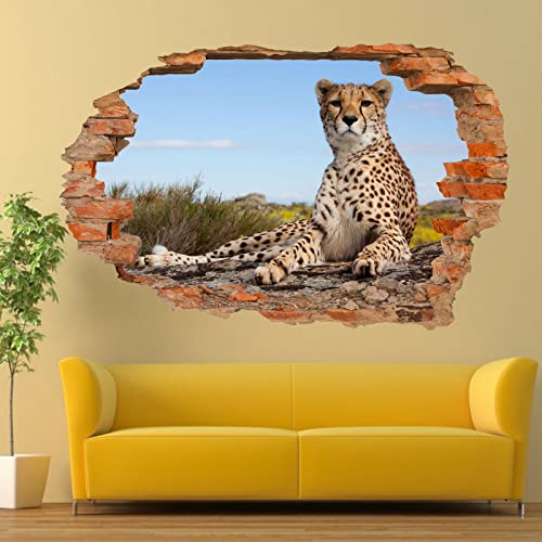 Kuletkear 3D Wandtattoos, Gepard B 83 x H 55 cm, selbstklebend Kinderzimmer Aufkleber Wandaufkleber Wandsticker für Wohnzimmer Schlafzimmer von Kuletkear