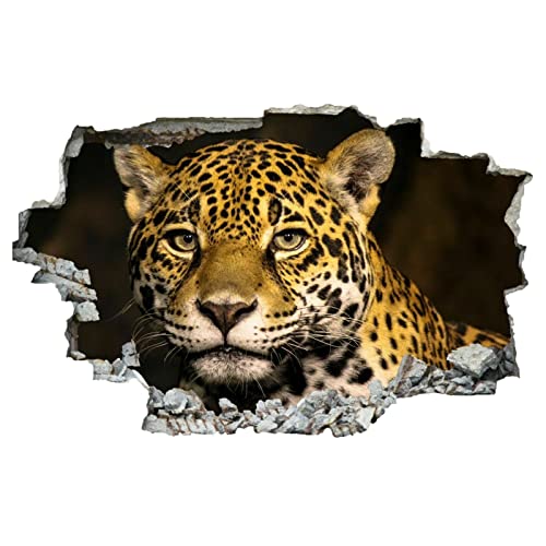 Leopard 3D Durchbruch Wandsticker, Tier Selbstklebend Wandtattoo Wanddeko Aufkleber, Natur Wanddurchbruch sticker für Raumdekoration Wohnzimmer Kinderzimmer Junge Mädchen Teenager Zimmer von Kuletkear