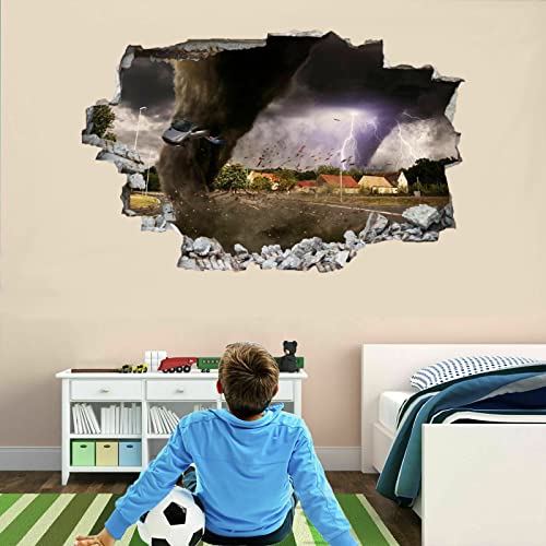 Tornado 3D Wandtattoos Landschaft Wandaufkleber Durchbruch Wanddeko Natur Selbstklebend Vinyl Wandbild für Kinderzimmer Junge mädchen Teenager zimmer Schlafzimmer Wandsticker Kleinkinderzimmer Deko von Kuletkear