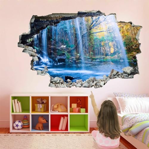 Wandbilder Wandtattoo 3D Höhle Wanddurchbruch Wandaufkleber Fallen Fensterdeko Bilder Wanddeko Mädchen Aufkleber Selbstklebend Fenstersticker Wandsticker Kinderzimmer Deko 120x80cm von Kuletkear