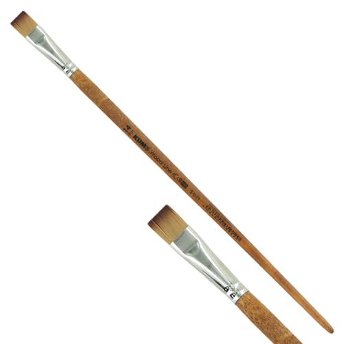 KUM 5125911 - Acryl- und Ölpinsel Wood Line, Flach, Größe 14, für Künstler, Künstlerpinsel, Künstlerbedarf von Kum