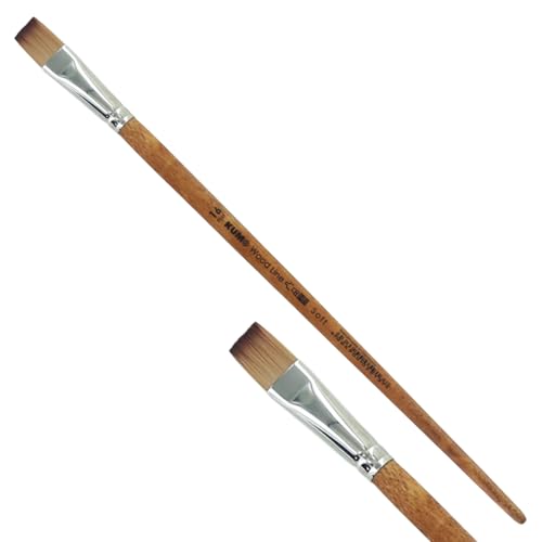 KUM 5126011 - Acryl- und Ölpinsel Wood Line, Flach, Größe 16, für Künstler, Künstlerpinsel, Künstlerbedarf von Kum