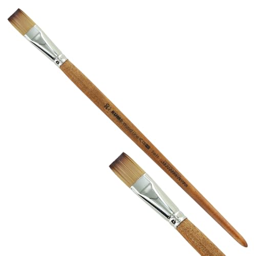 KUM 5126211 - Acryl- und Ölpinsel Wood Line, Flach, Größe 20, für Künstler, Künstlerpinsel, Künstlerbedarf von Kum