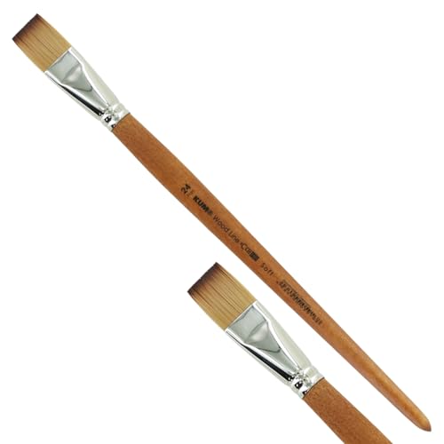 KUM 5126311 - Acryl- und Ölpinsel Wood Line, Flach, Größe 24, für Künstler, Künstlerpinsel, Künstlerbedarf von Kum