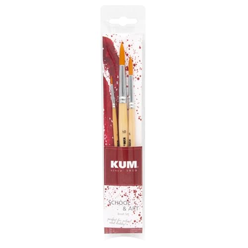 KUM 5160116 School&Art Pinselset Pinsel, Holz, Braun, 1, 6, 10 von Kum