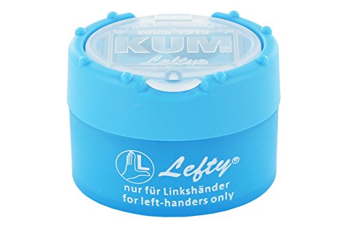 KUM AZ901.03.19-B - Doppelspitzer mit Dose ClickClack Lefty B, für Linkshänder, Staubverschluss, blau, 1 Stück von Kum