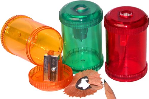 Kum 103.06.31 Magnesium Alloy 1-Hole Steel Blade Barrel Pencil Sharpeners with Waste Container, Colors Vary von Kum