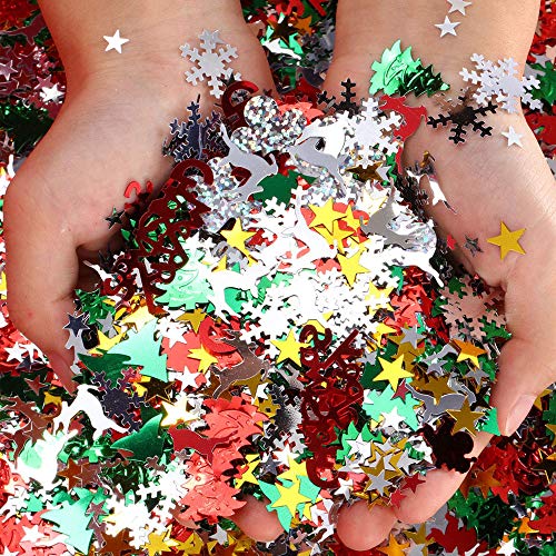 Kungfu Mall 60g 10 Arten Pailletten Weihnachten Konfetti Weihnachtsfeier Dekoration-Schneeflocke Santa Rentier Weihnachtsbaum Konfetti für Xmas Home Kids Handgemachte Handwerk Dekoration von Kungfu Mall