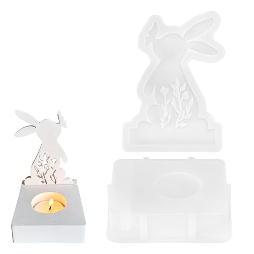 2 Stück Silikonformen Hase Gießformen - 3D Silikonformen Ostern Hase Backform, Gips Ostern Hase Backform Hase Silikon DIY Giessform für Kerzen Handwerk Oster von Kunoli