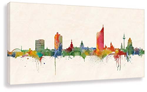 Druck auf leinwand "Stencil" Graffiti - Bild "Leipzig Skyline" Paul London! Bild fertig auf Keilrahmen !Kunstdrucke, Wandbilder, Bilder zur Dekoration (60x120cm) von Kunstbruder