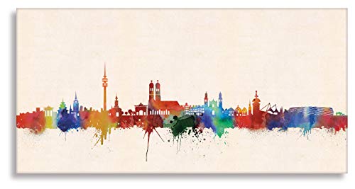 Kunstbruder München Druck auf leinwand Stencil Graffiti - Bild München Skyline Paul London! Bild fertig auf Keilrahmen Kunstdrucke, Wandbilder, Bilder zur Dekoratio (30x60 cm) von Kunstbruder