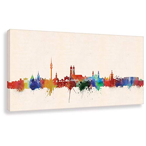 Kunstbruder München Druck auf leinwand Stencil Graffiti - Bild München Skyline Paul London! Bild fertig auf Keilrahmen Kunstdrucke, Wandbilder, Bilder zur Dekoratio (60x120 cm) von Kunstbruder