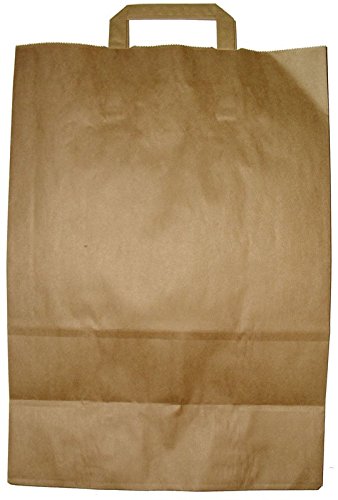 Kunsthandwerkstube Papier-Tragetasche 90g/m2 braun 32 + 12 x 42 cm 50 Stück von Kunsthandwerkstube