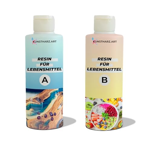 Kunstharz.Art 2 Komponenten Epoxidharz Lebensmittelecht und Hitzebeständig - Made in Germany (354g) - Premium Gießharz: Glasklar & Wasser- und Feuchtigkeitsbeständig mit Epoxidhärter von Kunstharz.Art