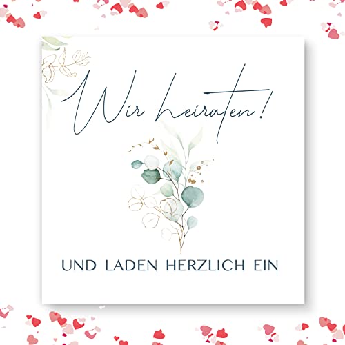 25 Stück Hochzeitseinladungen Einladungskarten Hochzeit Klappkarten Hochzeit Boho Quadratisch 14,8 x 14,8 cm mit Umschlägen Einladung Hochzeit Einladung von Kunterbuntspecht