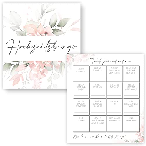 Kunterbuntspecht 25 x Hochzeitsbingo Hochzeitsquiz Hochzeitsspiel Hochzeitsspiele für Gäste Hochzeitsspiel Brautpaar Hochzeitsgeschenk Hochzeitsfeier Bingo Hochzeit Boho von Kunterbuntspecht