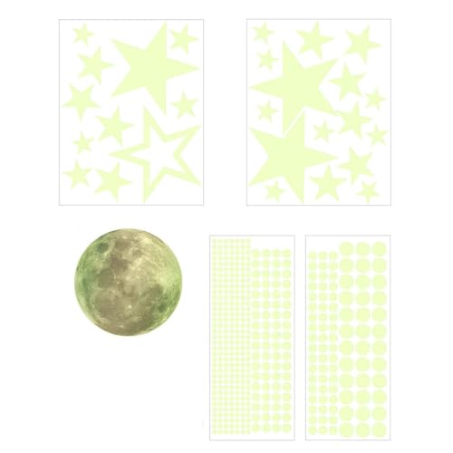 Kuntesetty 5 Stücke Glow in The Dark Aufkleber Sterne Mond Dot Aufkleber Leuchtende Abziehbilder für Kinderzimmer von Kuntesetty