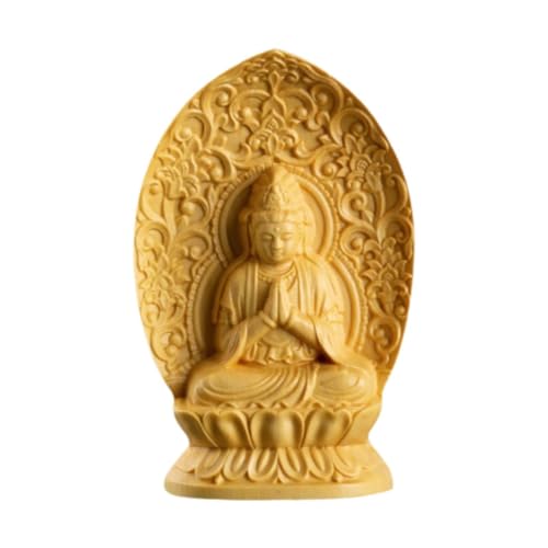 Kuntesetty Guanyin Holzfigur, 7 cm, Tischdeko, für Schreibtisch Und Regal, Style A von Kuntesetty