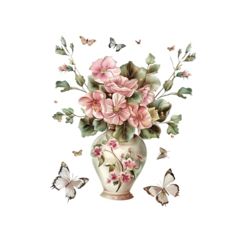 Kuntesetty Wandaufkleber Schmetterling Blumenvase PVC Tapete für Schlafzimmer Und Badezimmer von Kuntesetty