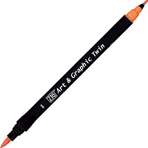 Kuretake ZIG Art and Graphic Twin Tip Brush Marker Pen 004 Orange von Kuretake