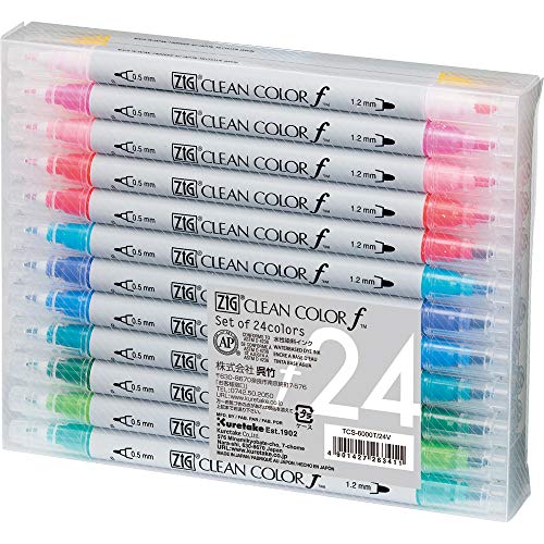 Kuretake ZIG Twin Tip Marker reinigen Farbe F, 24 Farbe Set (tcs-6000t/24 V) von Kuretake