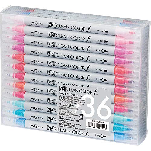 Kuretake ZIG Twin Tip Marker reinigen Farbe F, 36 Farbe Set (tcs-6000t/36 V) von Kuretake