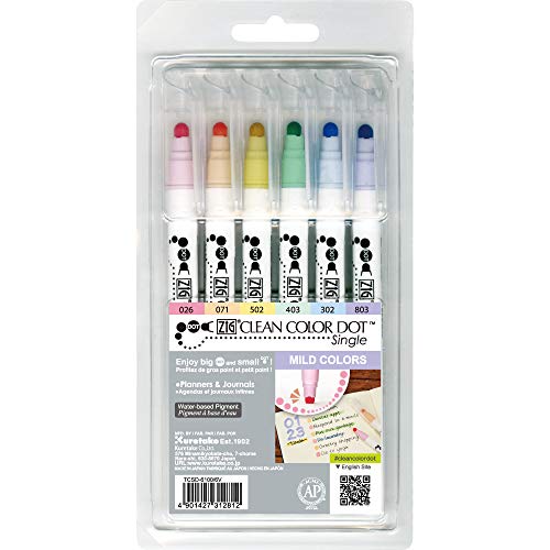 Kuretake Zig Dot marker Single tip Mild colors, TCSD-6100/6V von Kuretake