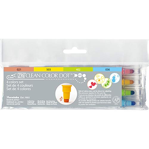 Zig Kuretake CLEAN COLOR DOT 4 colors set dual tip dot marker (TC-6100/4V) von Kuretake