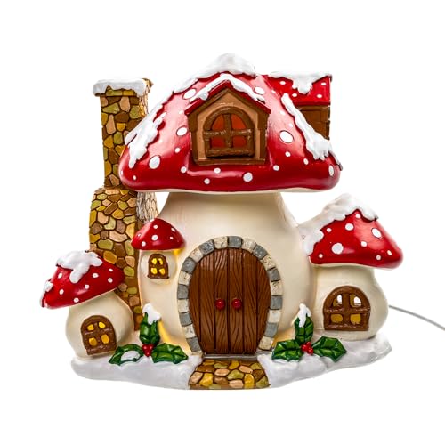 Kurt Adler Merry Little Mushrooms Cottage Tischplatte, 21,6 cm von Kurt S. Adler