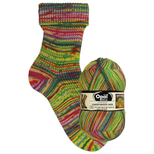 Opal Sockenwolle Hundertwasser neue Serie | Sockengarn 4-fädig | Strumpfwolle zum Stricken und Häkeln | 100g, 420m (Farbe 4056 The rain falls far from us falls the rain) von Kurtenbach