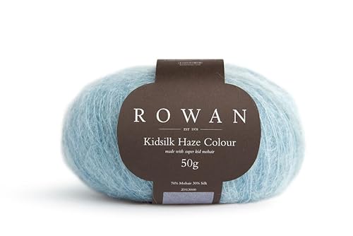 Rowan Kidsilk Haze Colour, Lacegarn Farbverlauf aqua blau, Seide Superkid Mohair, feine Wolle zum stricken und häkeln, 50g | 70% Mohair 30% Seide (02 brook) von Kurtenbach