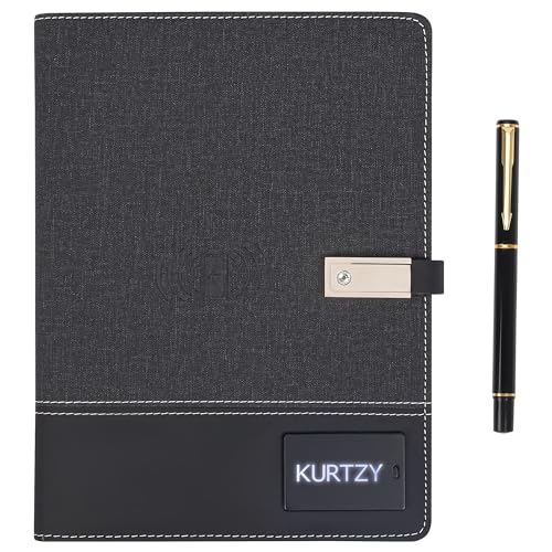 Kurtzy Multi-Function Wireless Charging Notebook - A5 Travel Portfolio with 8000mAh Mobile Power Bank & 16GB USB Flash Drive - Smart Business Folder von Kurtzy