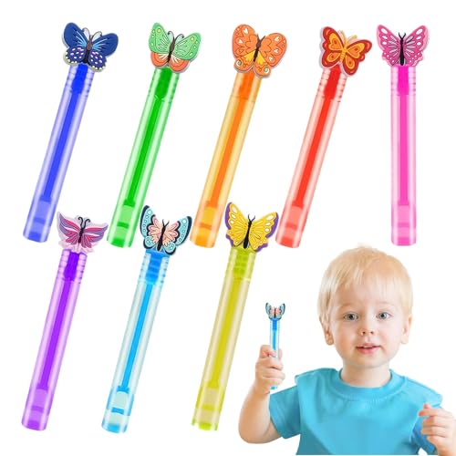 Kustimantu Bubble Sticks, Bubble | Kleine Schmetterlingsblasenstände 8 Stück Party Gefälligkeiten - Goodie Bags Stuffers, Kinderbadeszeit Spielzeug, Klassenzimmerpreise für Innenaktivitäten im Freien von Kustimantu