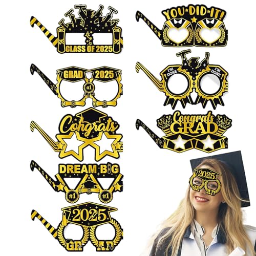 Kustimantu Gold -Abschlussbrille, Abschlussbrille | Lustige Abschlussfotokabine Pose -Zeichen - Novelty College Picture Supplies Brille für Zuhause, Wohnheim, Hotel, Wohnung von Kustimantu