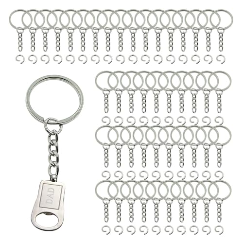 Kustimantu Schlüsselring -Set, Schlüsselring mit Kette,Wiederverwendbarer Schlüsselhalterring für Handwerk - 100x tragbare Schlüsselbundclips, multifunktionale Schlüsselkettenhaken für Telefon, von Kustimantu